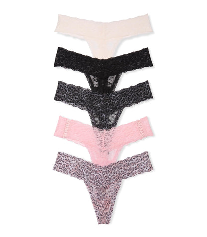 Victoria's Secret Women's Lace Thong Underwear, Panties for Women, Solids & Leopard Print, XXL