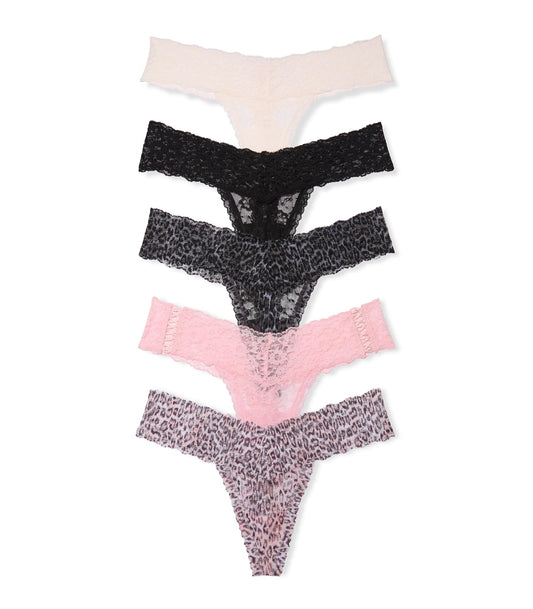 Victoria's Secret Women's Lace Thong Underwear, Panties for Women, Solids & Leopard Print, XXL