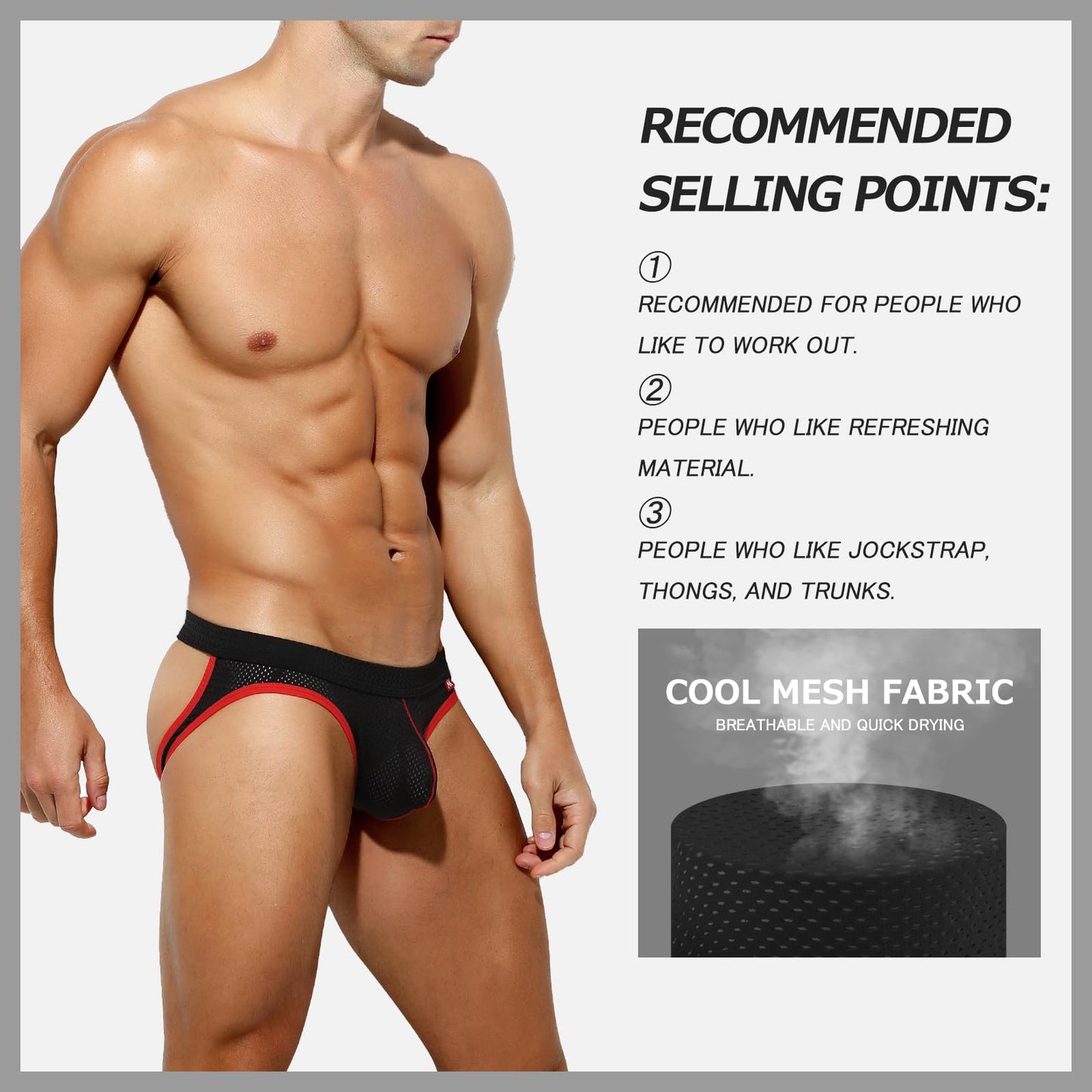 Arjen Kroos Men's Jockstraps Athletic Supporters Breathable Mesh Jock Straps,BLACK,Large