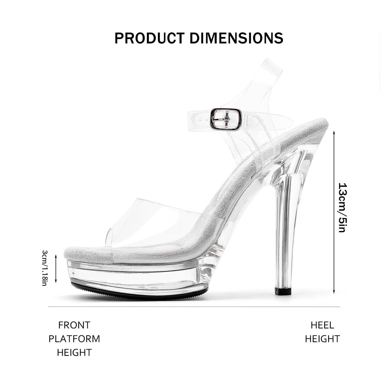 Women's Clear Platform Heels - Sexy Exotic Heels with Ankle Strap, Comfortable Pole Dancing Shoes for Party, Club, and Model Competition Stilettos