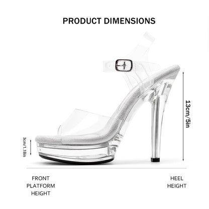 Women's Clear Platform Heels - Sexy Exotic Heels with Ankle Strap, Comfortable Pole Dancing Shoes for Party, Club, and Model Competition Stilettos