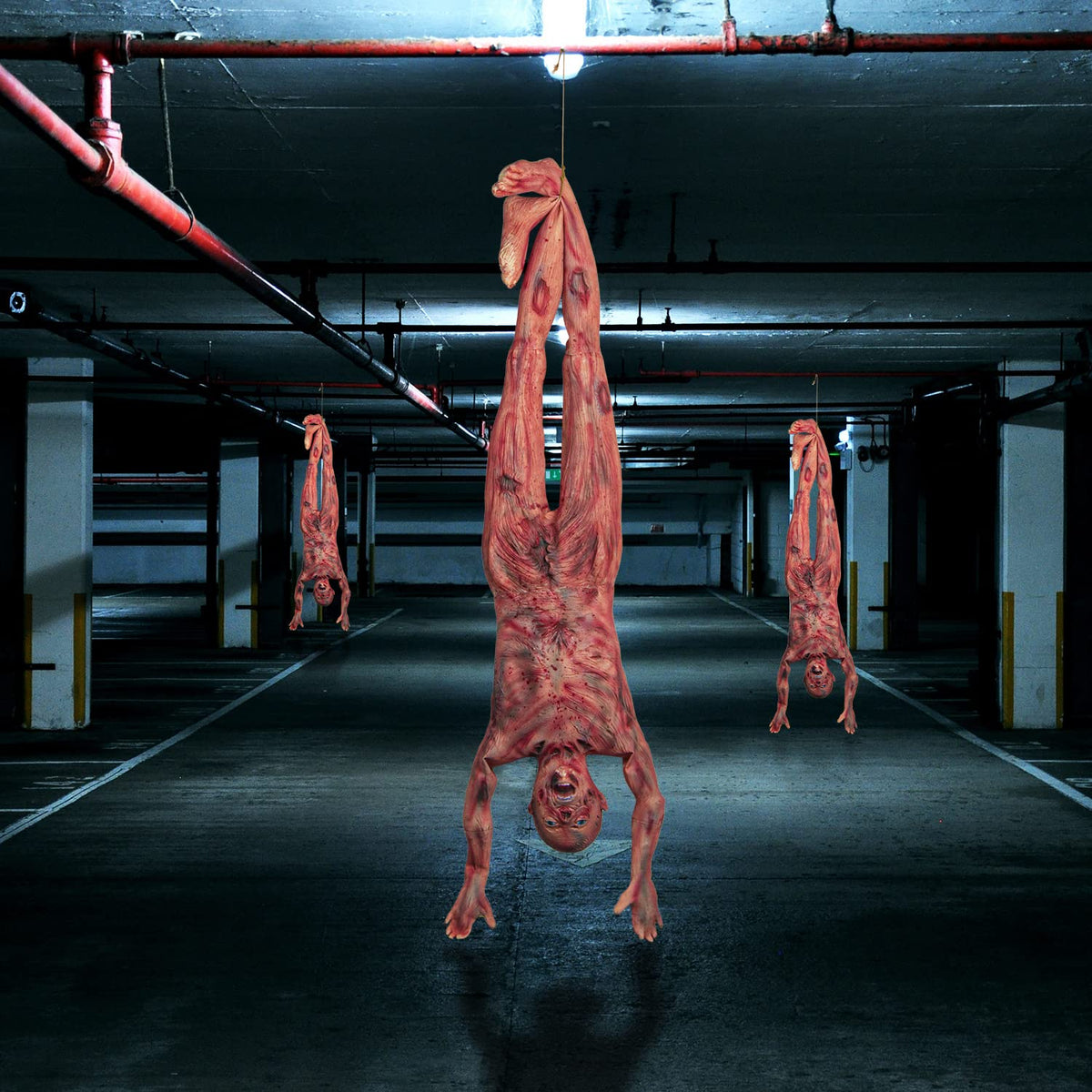 Halloween Bloody Dead Body - 4.8ft Latex Skinned Hanging Corpse Torso Props for Haunted House Zombie Halloween Party Decoration(1Piece)