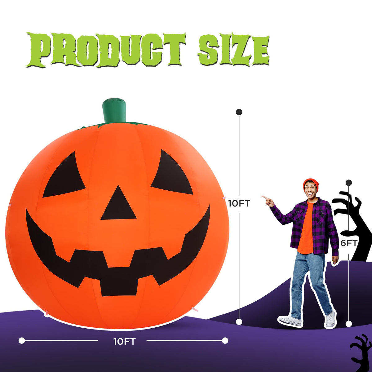 10 FT Halloween Inflatables Giant Pumpkin Outdoor Decorations