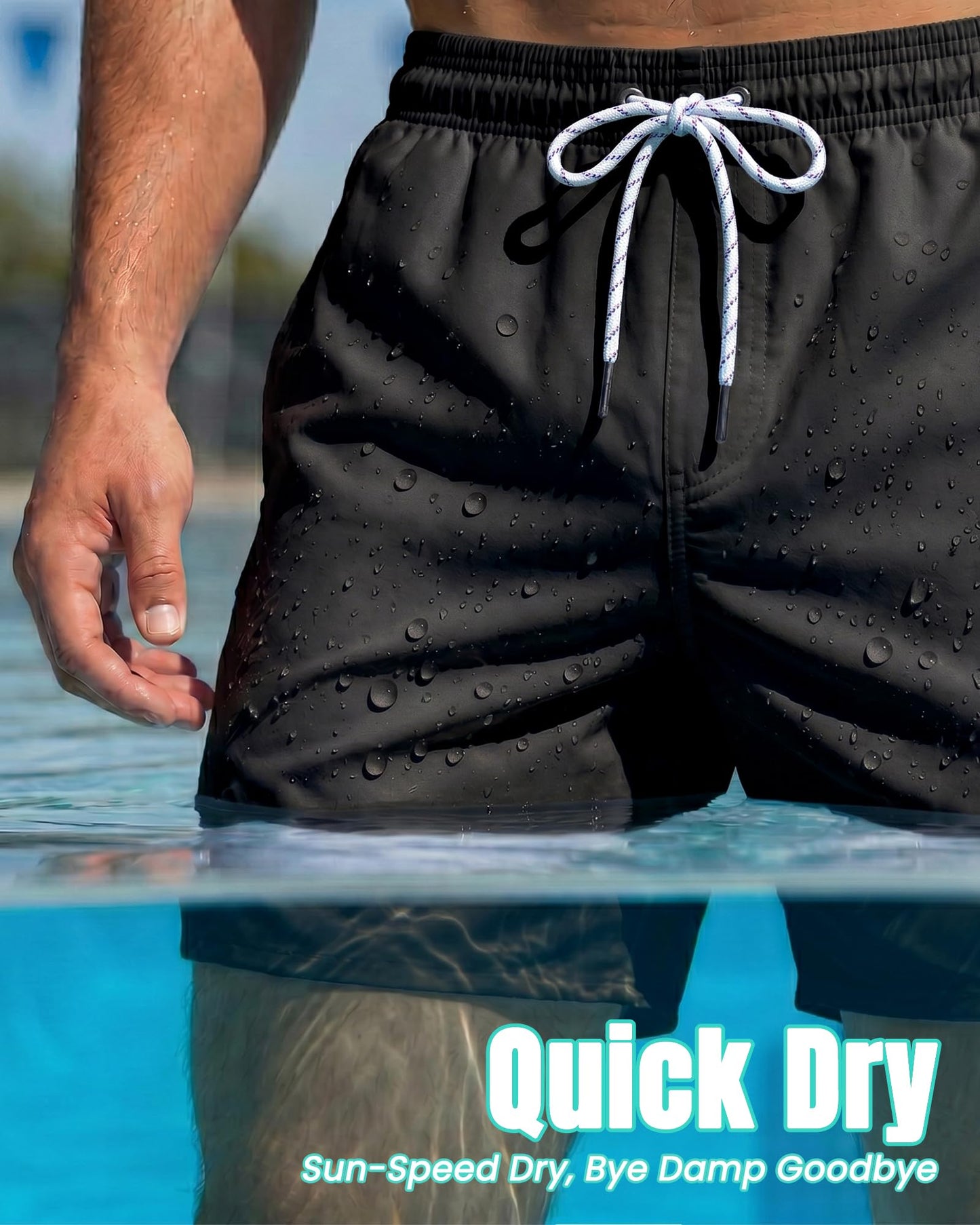 Men Swim Trunks Compression Liner Quick Dry Drawstring Zipper Pockets Inseam Male Swimwear Swimsuit Swimtrunks Boardshorts Bathing Suit Beach Pool Board Surf Short Mesh Essentials