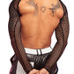 WDIRARA Men's Fishnet Sheer Mesh Long Sleeve T-Shirt Crop Top Slim Fit Party Tee Tops Black Small