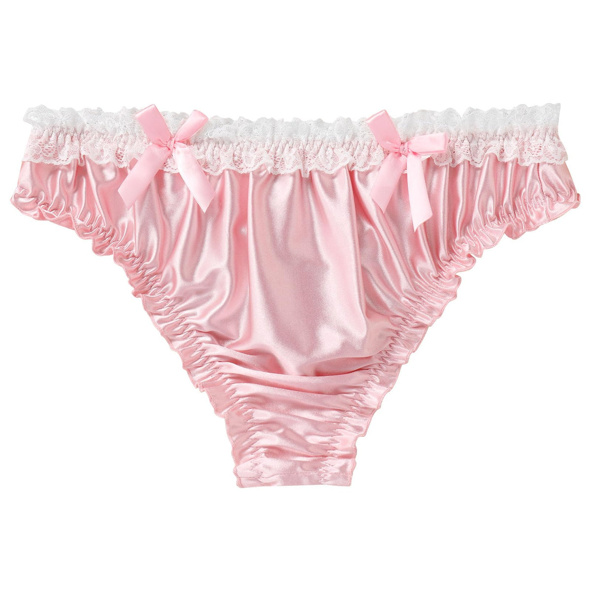 Men's Satin Thong Sissy Panties,Silky Crossdresser Lingerie Lace Bowknot Femboy Underwear