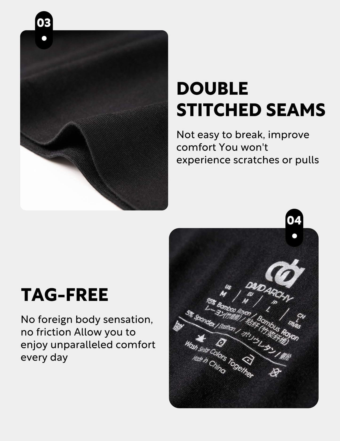 DAVID ARCHY Men's Breathable Underwear Rayon Made from Bamboo Wicking-Moisture Support Pouch Soft Briefs for Men (XL, Black)