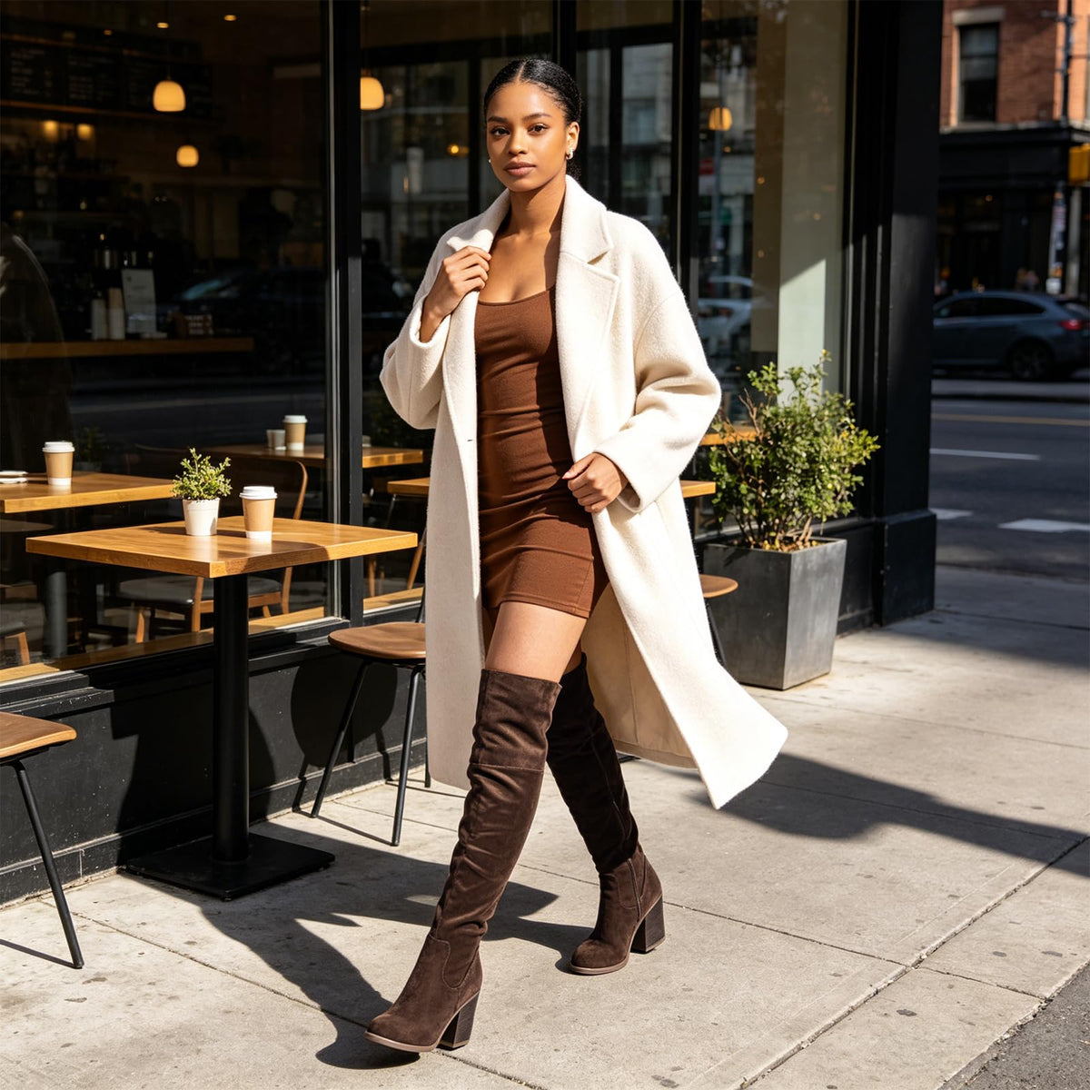 Women's Thigh High Boots Sexy Stacked Block Heel Boots Over the Knee