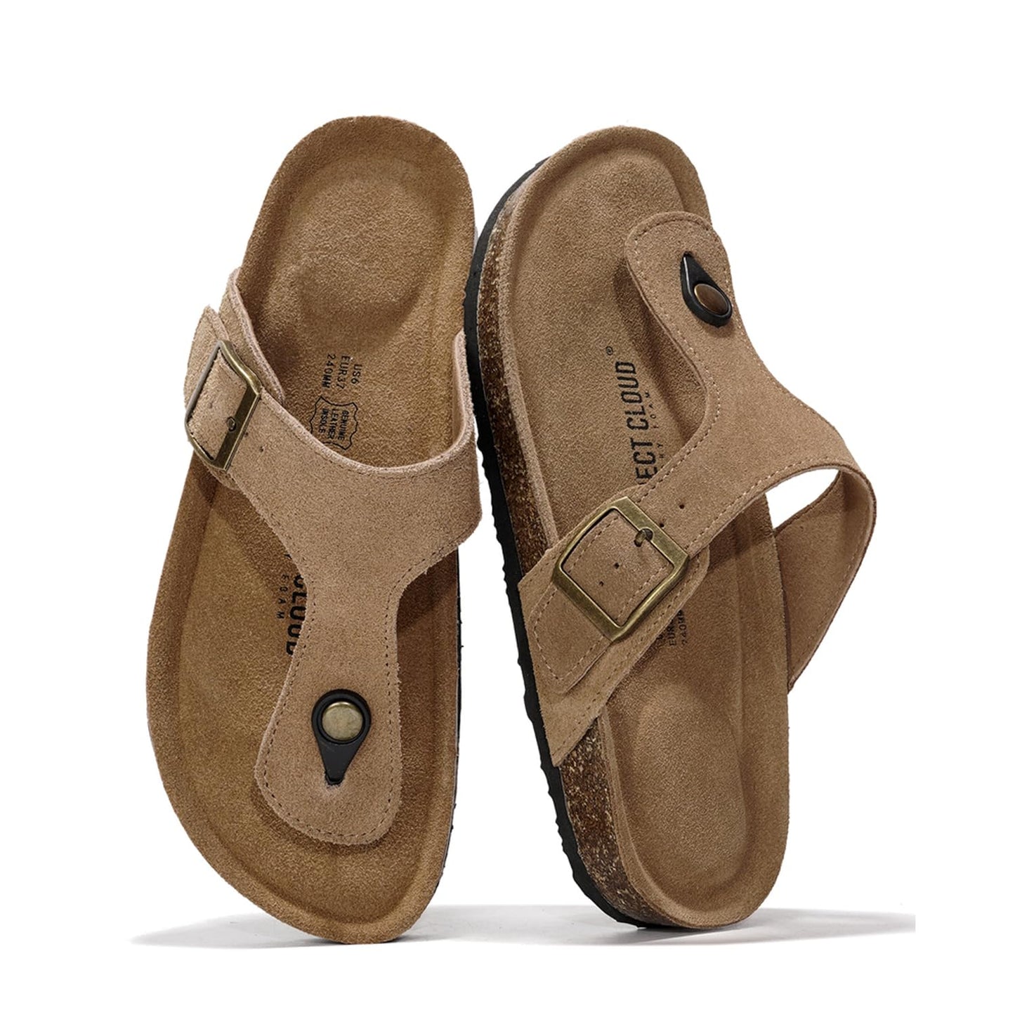 Project Cloud 100% Genuine Leather Thong Sandals Women Footwear - Memory Foam Insole Womens Sandals - Non-Slip Womens Flip Flops - Lightweight Sandals for Women 2026 (Britani,Chestnut, 6)