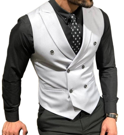 Enliflux Men's Peak Lapel Double Breasted Suit Vests Casual Business Vests Slim Fit Waistcoat For Wedding Groom Dating