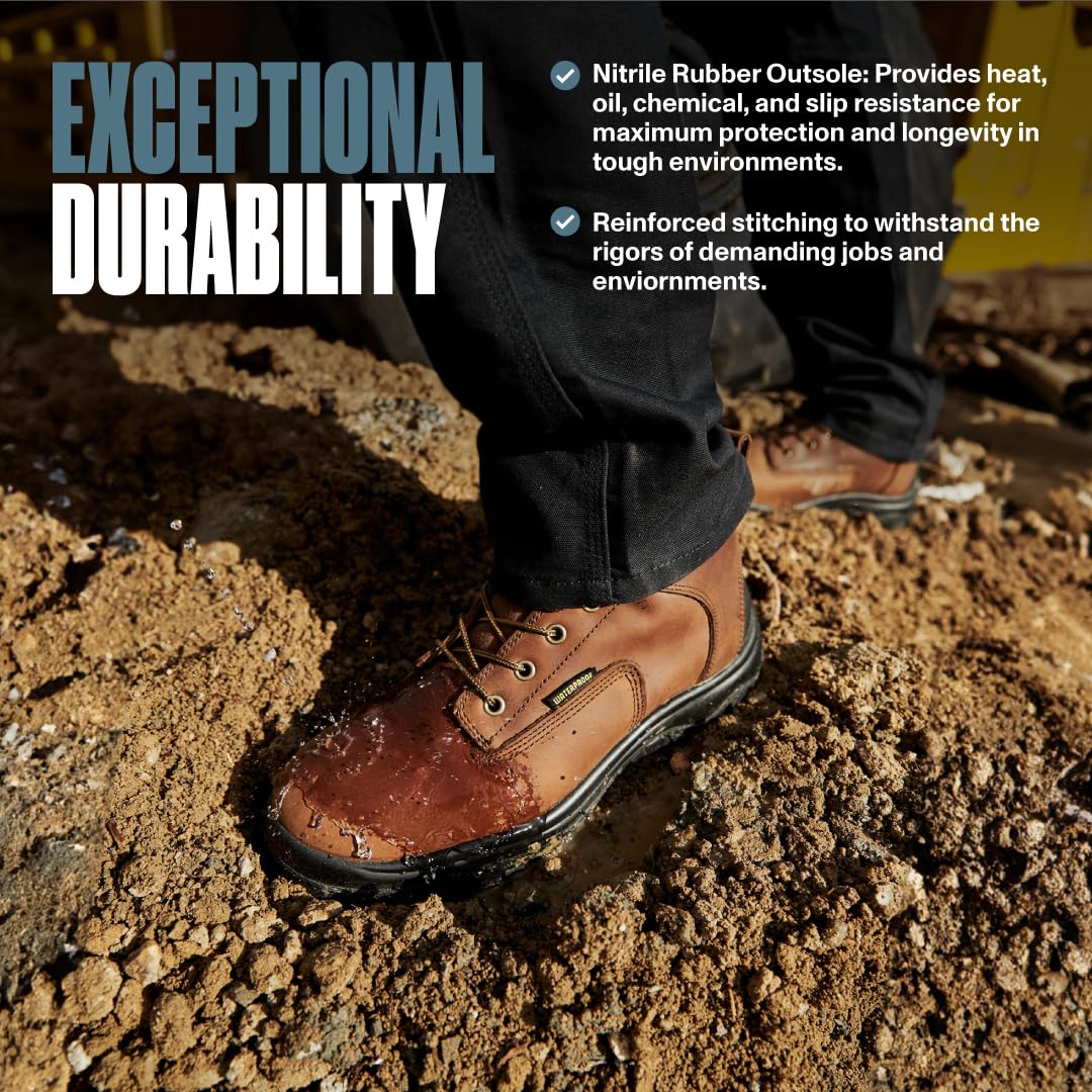 EVER BOOTS Waterproof Work Boots for Men, Hiking, Zapatos de Trabajo (6, Dark Brown)