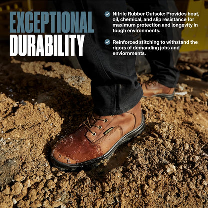 EVER BOOTS Waterproof Work Boots for Men, Hiking, Zapatos de Trabajo (6, Dark Brown)