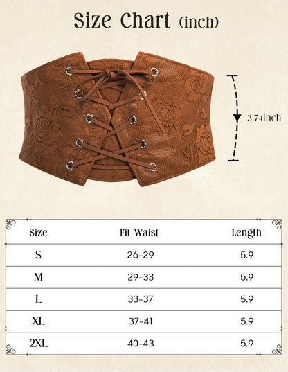 Scarlet Darkness Renaissance Pirate Corset Belt Lace Up Waist Cincher Belts