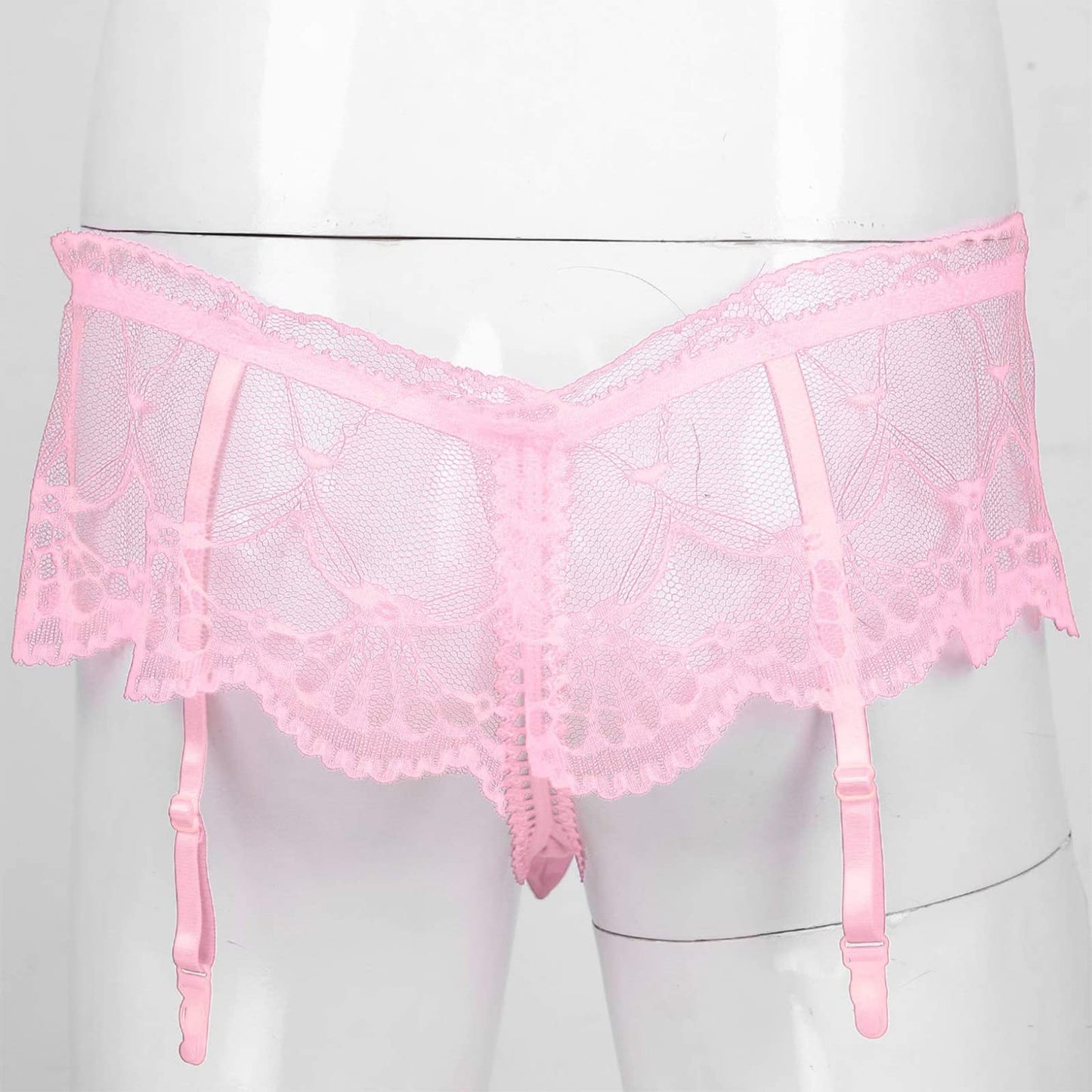 Men's Sissy Pouch Panties Lace Skirted Bikini Briefs Underwear Crossdressing Underpants (US, Alpha, One Size, Regular, Regular, Pink)