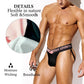 Meshal Men's Sexy Jockstrap Underwear With Breathable Bulge Pouch Low Rise Soft Fabric Athletic Supporters Thongs L Black