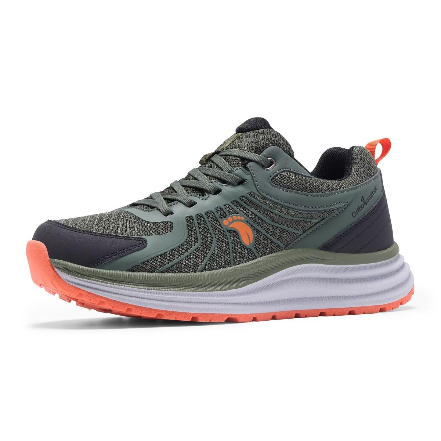 Men's Orthopedic Waterproof Trail Sneakers: Plantar Fasciitis Hammer Toes High Arch Supportive Neuropathy Heel Spur Walking Shoes, Outdoor Stylish Workout Exercise Running Shoes Army Green Size 10