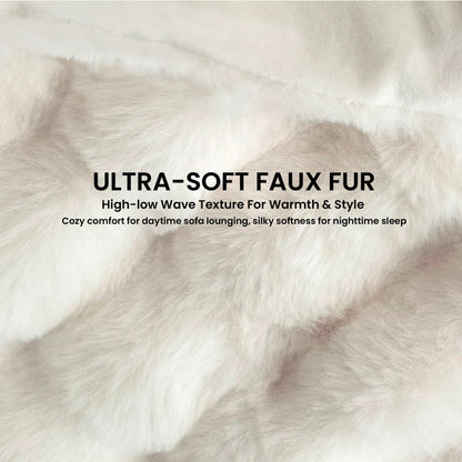 Electric Heated Blanket for Girls & Women, Soft & Luxurious,Faux Fur Heating Throw Blankets, 6 Heat Settings, Overheat Protection, Quick Heating, Memory Function, Giftable, 50"x60",Off White