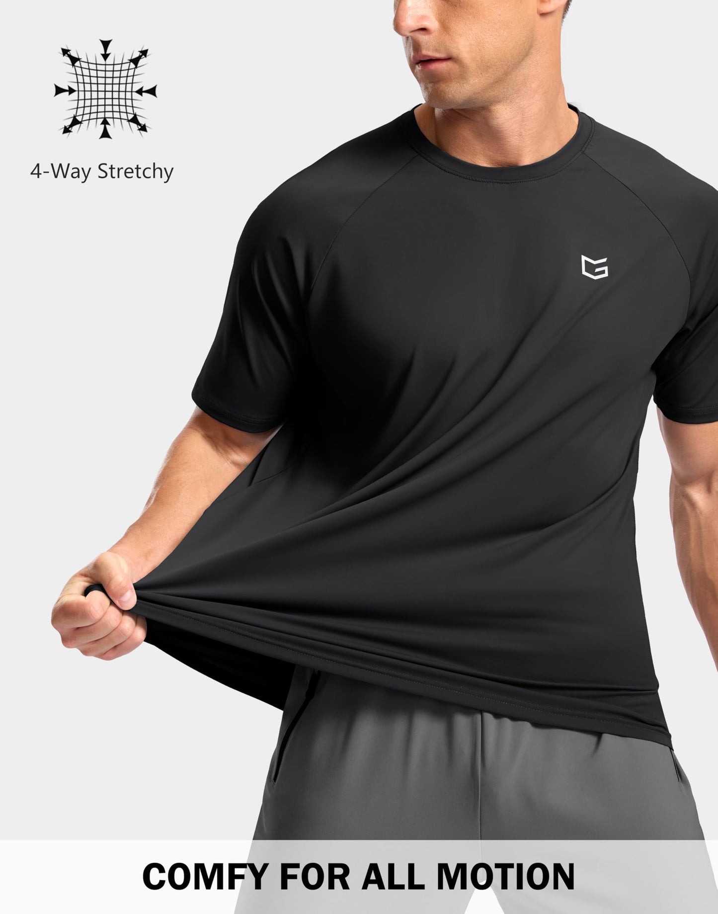 G Gradual Men's Athletic Workout T-Shirts Moisture Wicking Cooling Running Shirts Short Sleeve Performance Tee for Gym Tennis(Black,4XL)