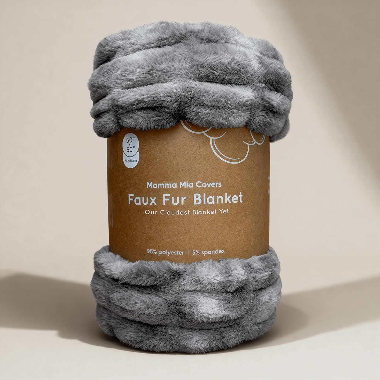 Mamma Mia Covers Faux Fur Throw Blanket – Super Soft and Cozy Fluffy Fleece – Midweight Fuzzy Plush Blanket for Couch and Bed – Gift Luxury Double Sided Throw for Women and Girls – Gray (50"x60")