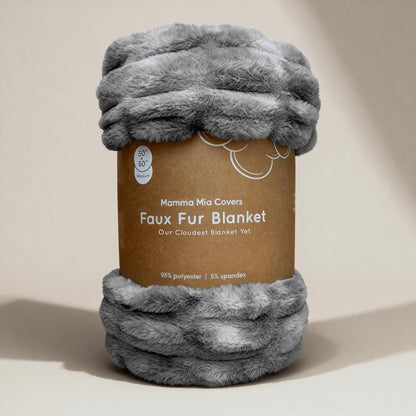 Mamma Mia Covers Faux Fur Throw Blanket – Super Soft and Cozy Fluffy Fleece – Midweight Fuzzy Plush Blanket for Couch and Bed – Gift Luxury Double Sided Throw for Women and Girls – Gray (50"x60")
