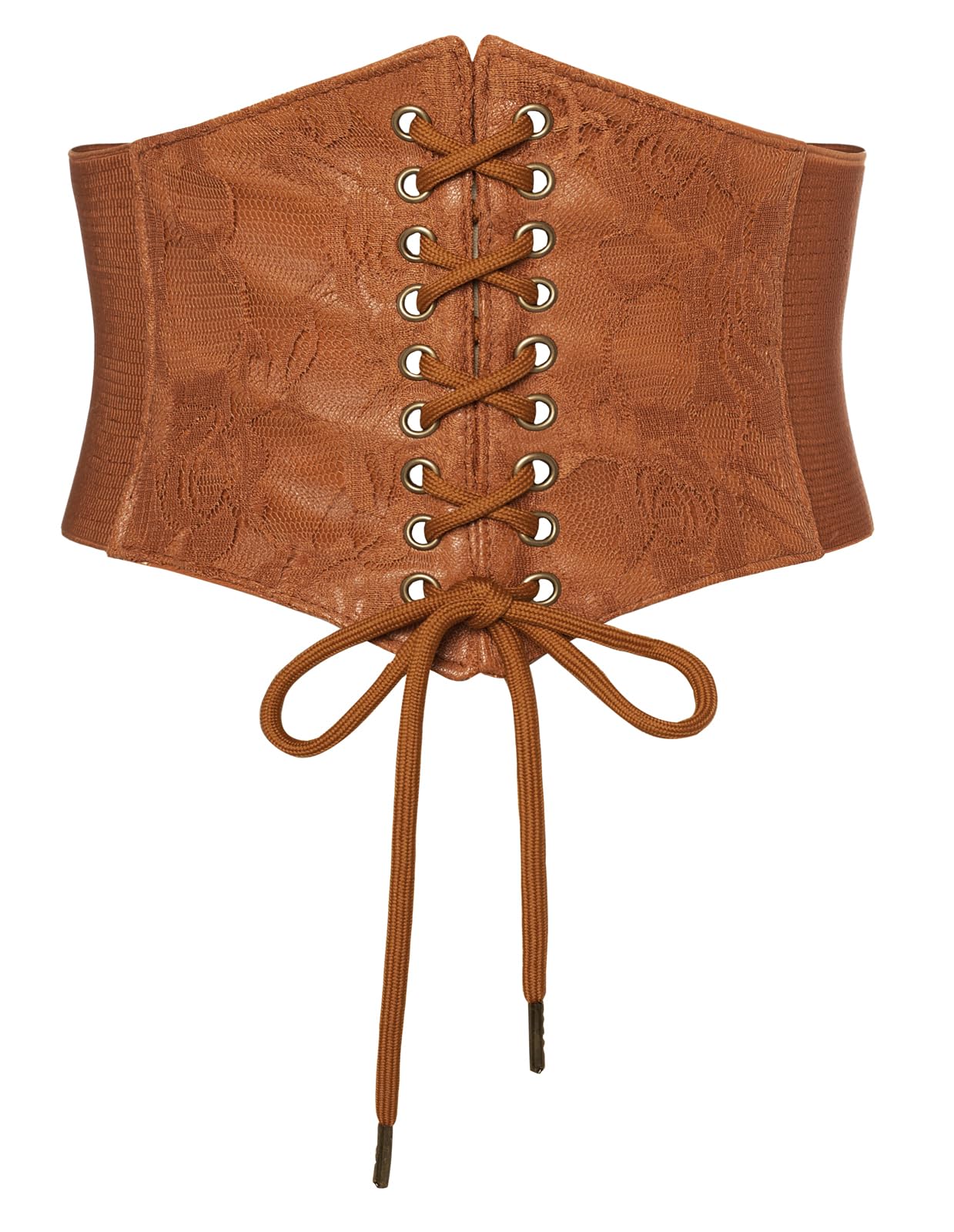 Renaissance Corset Belt Wide Elastic Waist Belts for Women Brown S