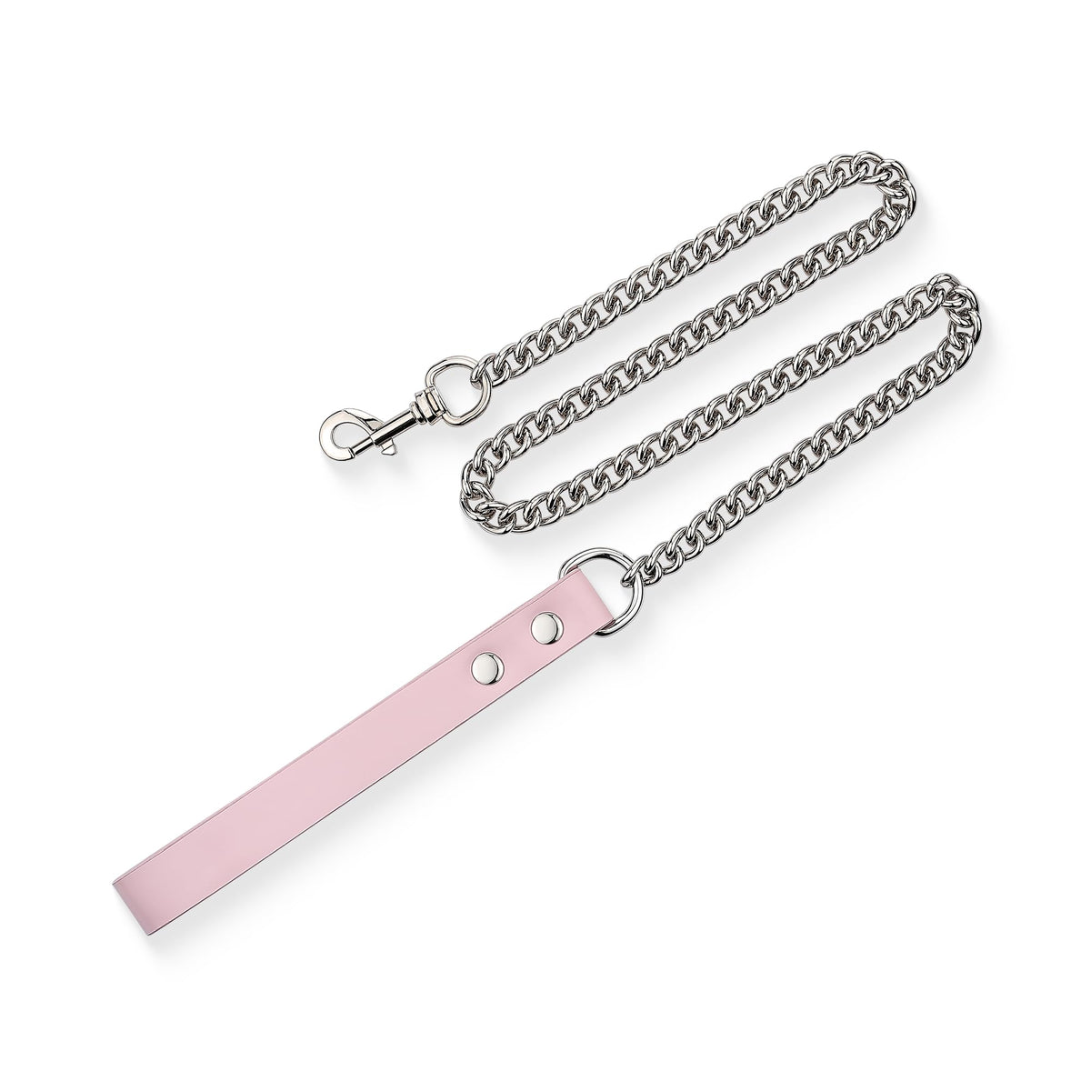38" Aluminum Chain Leash with Leather Handle for Collar