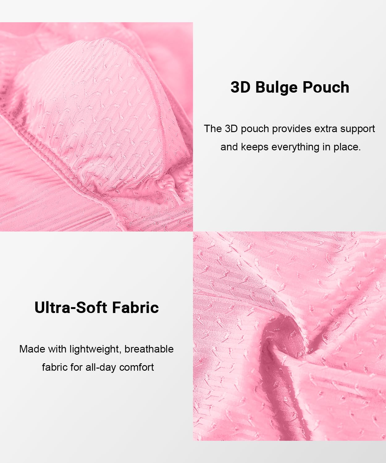 PAIZH Men's Sexy Bikini Briefs Low Rise Soft Lightweight Bulge Pouch Underwear Pink L