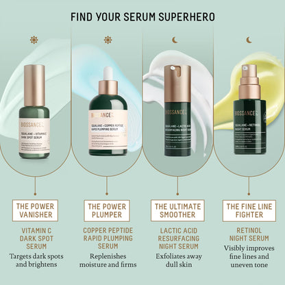 Biossance Squalane + Vitamin C Dark Spot Face Serum – 10% Vitamin C Serum & White Shiitake – Hydrating, Fragrance-Free, Non-Irritating, for Daily Use for All Skin Types, 1.01 Fl Oz