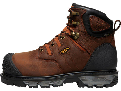 KEEN Utility Men's Camden 6" Composite Toe Waterproof Internal Metatarsal Guard Heavy Duty Work Boots, Leather Brown/Black, 8 EE