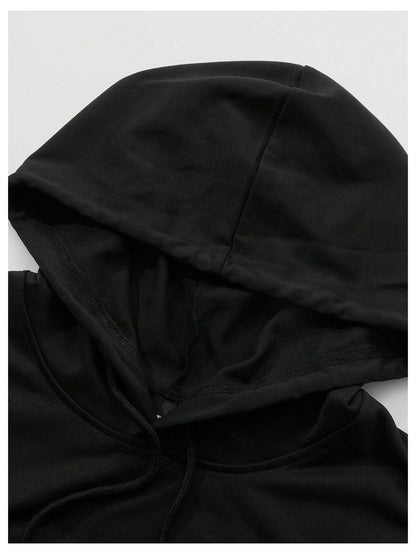 RoseSeek Men's 2 Piece Workout Tracksuit Sleeveless Hoodie Tank Top and Track Shorts Clothing Set Black Small