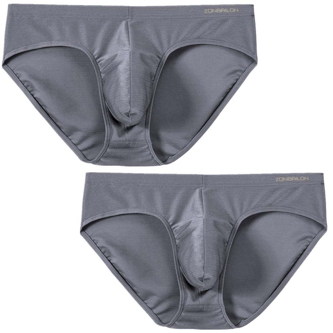 Mens Low Rise Underwear Briefs- Sexy Enhancing Big Pouch Ice Silk Bulge Pouch - Large Size