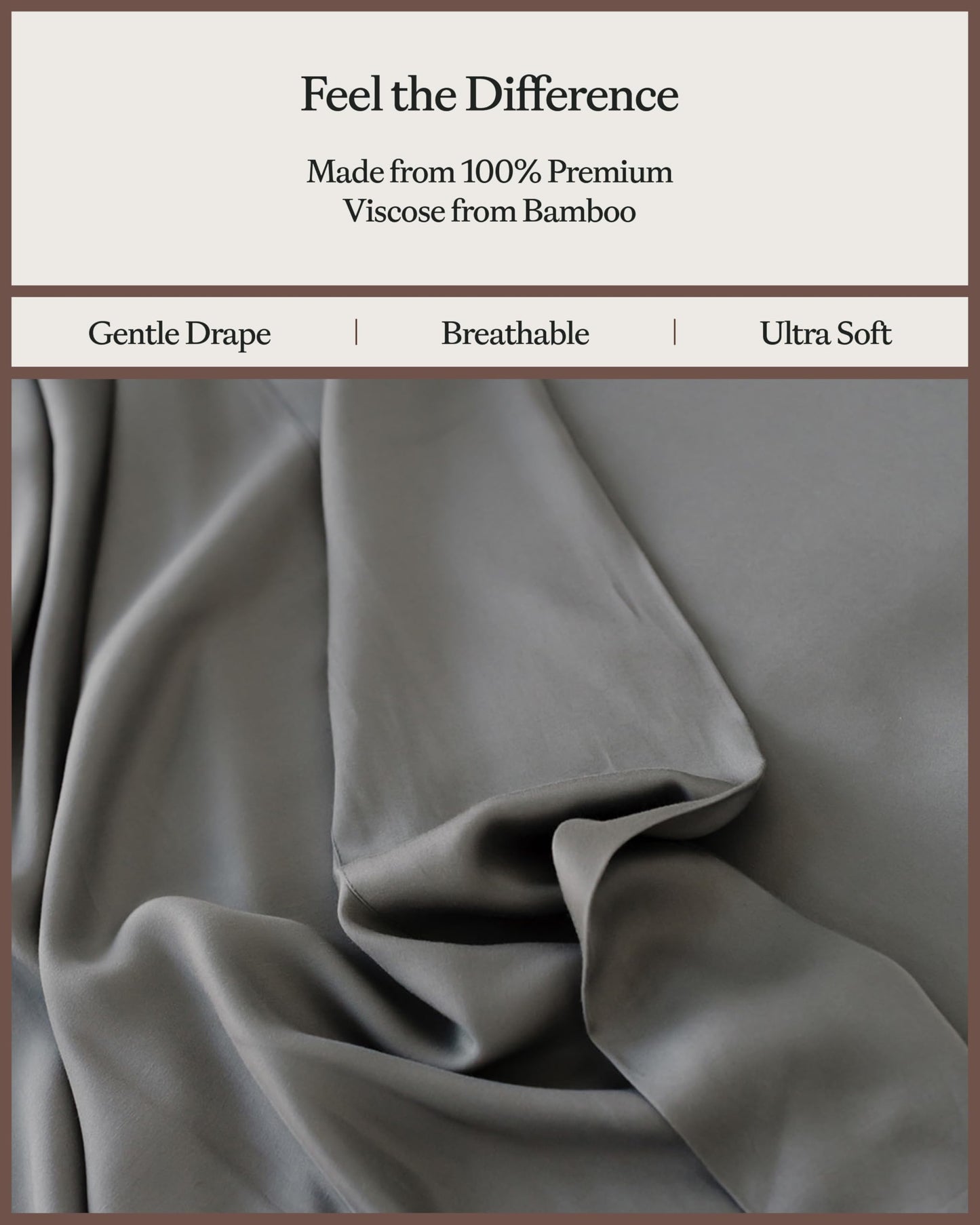 Cozy Earth Luxury Bed Sheet Set - 100% Viscose from Bamboo Fabric, Ultra-Soft & Breathable, Fits Regular & Deep Pocket Mattresses up to 20" - 4 Pieces King Sheet Set Charcoal Grey