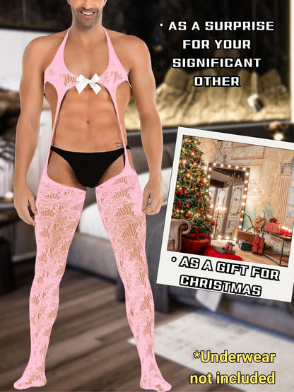 Pink Sissy Bodysuit - Nylon Stockings for Men