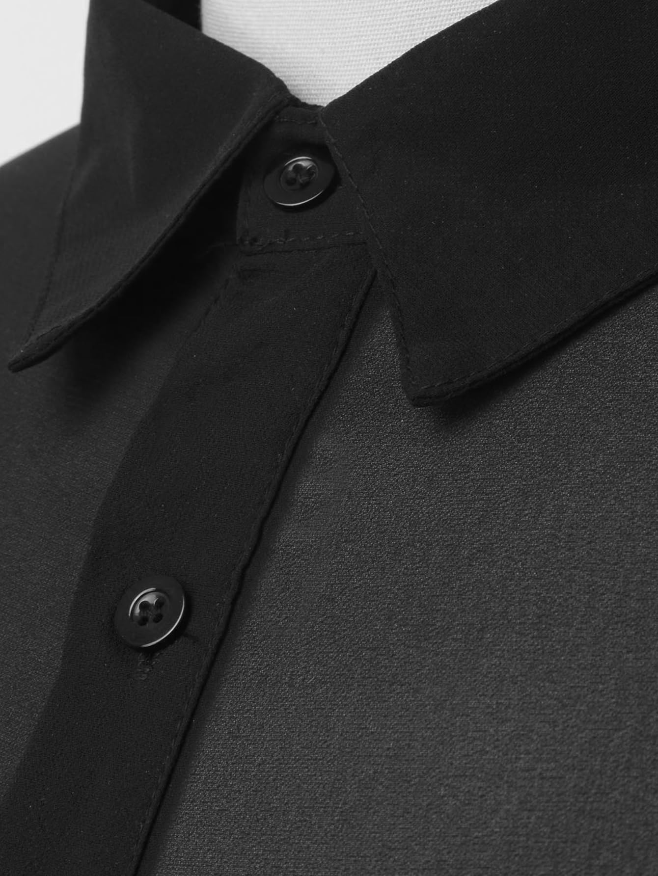 COOLOYA Men's Mesh Sheer Solid Short Sleeve Collar Button Front Party Shirt Tops Black M