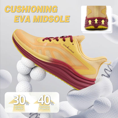 Men's Orthopedic Running Shoes: Casual Plantar Fasciitis Arch Support Neuropathy Foot Heel Pain Relief Recovery Trail Sneakers, Lightweight Breathable Slip On Tennis Shoes Orange Yellow Size 12