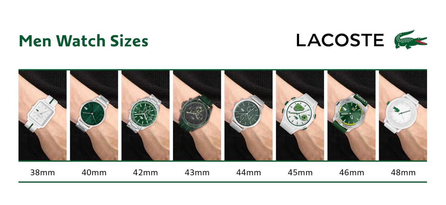 Lacoste Boston Men's Chronograph Watch - Classic Stainless Steel Bracelet- Tachymeter - Water Resistant up to 5ATM/50 Meters - Modern Design for Him - 42mm