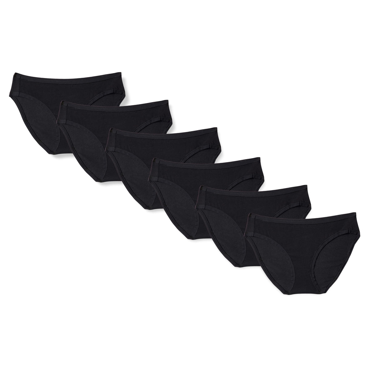 Amazon Essentials Women's Cotton Stretch Bikini Panty, 6-Pack Underwear, Black, Large