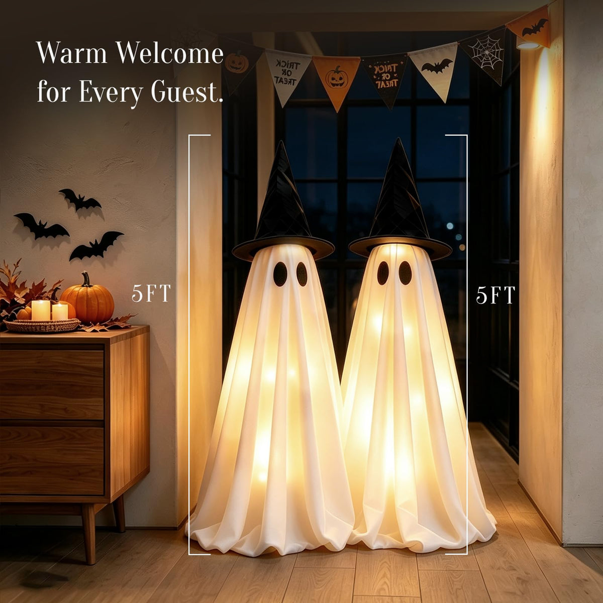 2Pack Halloween Ghost Decorations Outdoor/Indoor with Remote Lights