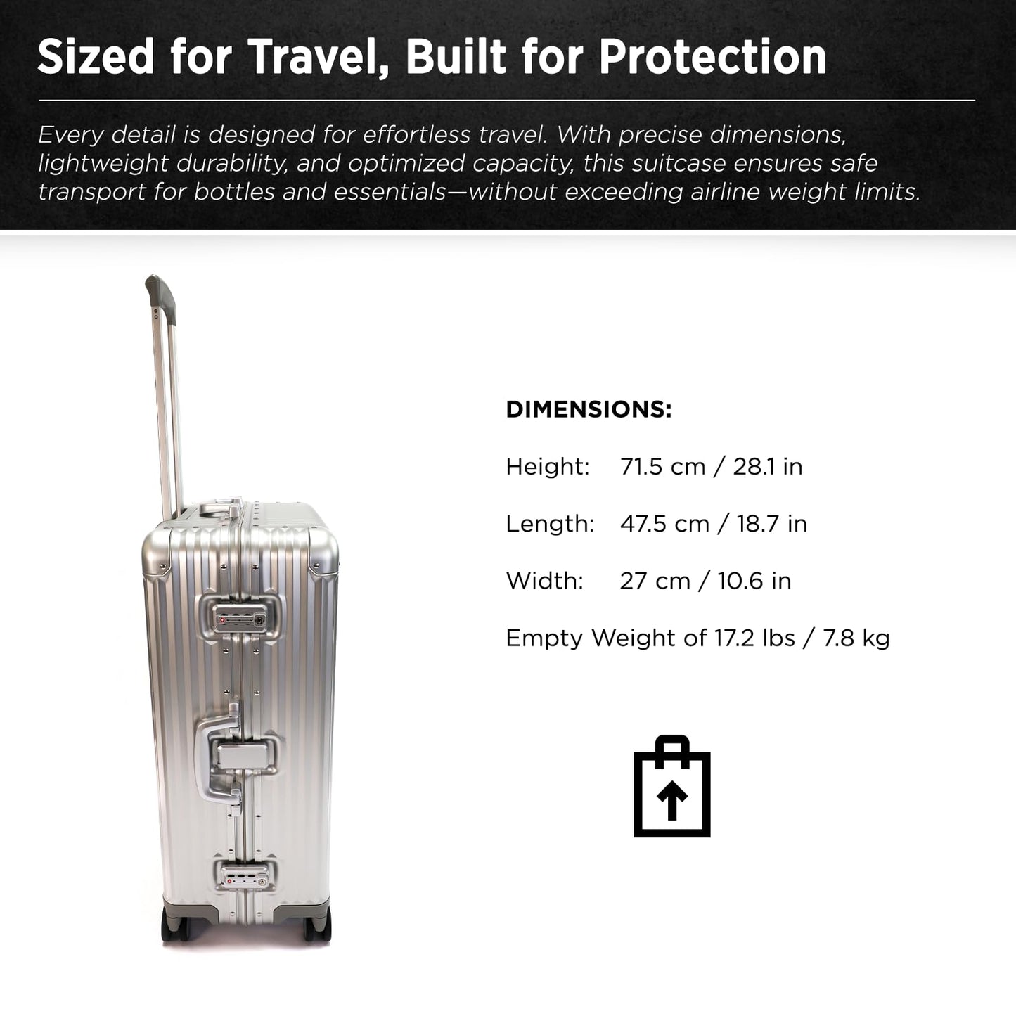 VinGardeValise® VinAluminum Wine Travel Suitcase - 12-Bottle Aluminum Luggage with TSA Lock, Shockproof Foam Inserts, Spinner Wheels, Hard Shell, Airline Approved