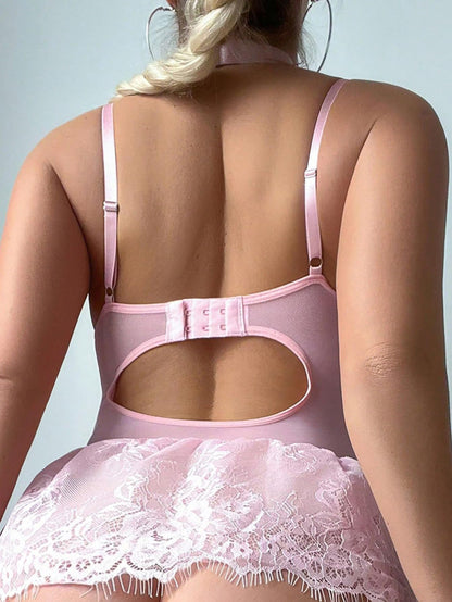 Sissy Underwire Bustier Lingerie Set Pink 2# Medium