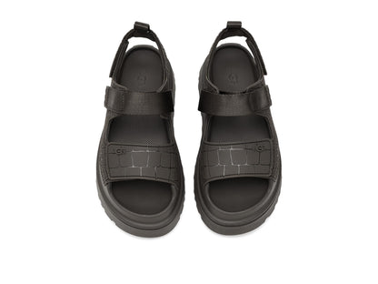 UGG Women's Goldenglow Embossed Sandal, Dense Smoke, 10