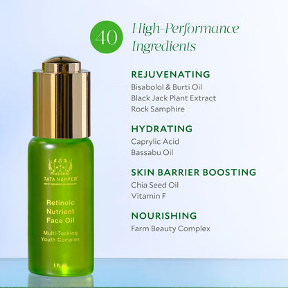 Tata Harper Retinoic Nutrient Face Oil, Nourishing Face Oil, Botanical Retinol Alternatives, Natural Skincare, 30ml
