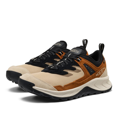 KEEN Men's Hightrail Low Height Durable Lightweight Breathable Leather Waterproof Hiking Shoes, Safari/Roasted Pecan, 10