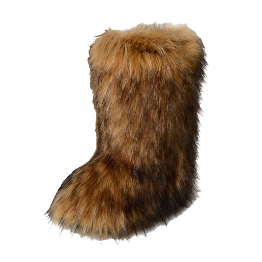 Gegefur Women's Faux fur Boot Furry Fluffy Short Snow Boot Mid-Calf Boots Warm Comfortable Outdoor Flat Shoes (Faux Raccoon, numeric_6)