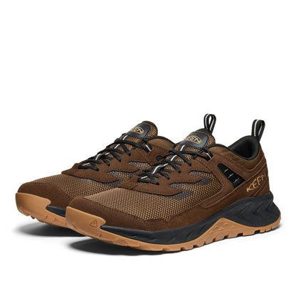 KEEN Men's Hightrail Vent Low Height Durable Lightweight Breathable Leather Hiking Shoes, Dark Earth/Oak Buff, 8
