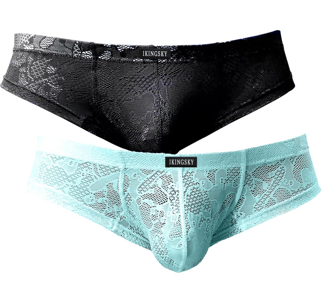 Men's Cheeky Boxer Briefs -Sexy Thong Underwear -Lace Mens Panties