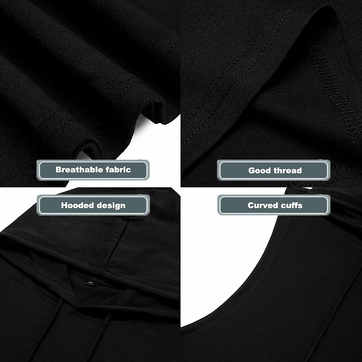 Babioboa Men's Sleeveless Training Muscle Hoodies Training Sleeveless Shirts Sports Tank Tops with Hood(Black Medium)