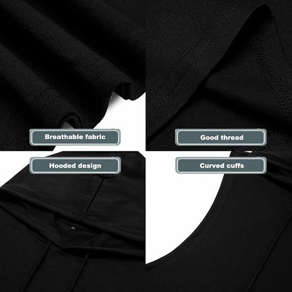 Babioboa Men's Sleeveless Training Muscle Hoodies Training Sleeveless Shirts Sports Tank Tops with Hood(Black Medium)