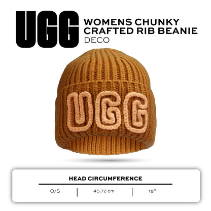 UGG, Womens, Chunky Crafted Rib Beanie, Deco, One Size