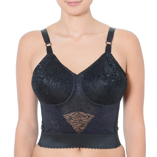 2202 Longline Wireless Bra | Extra-Firm Shapewear Support | Made in USA | Expandable Cups & Posture Back | Black 38DD